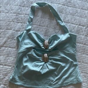 NWOT Light Blue Halter Top with Shell Accents